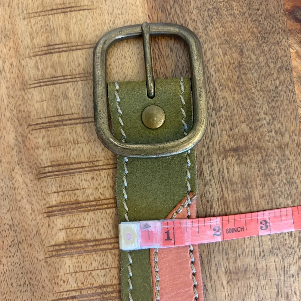 Vintage Lucky Brand Y2K Patchwork Leather Belt Womens M Boho Western Eclectic